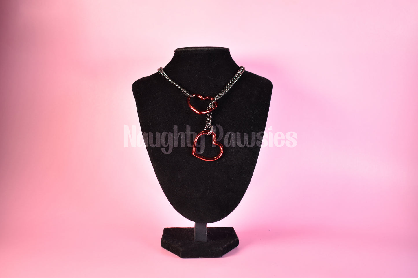 Gunmetal + Red Heart Ring Slip Chain