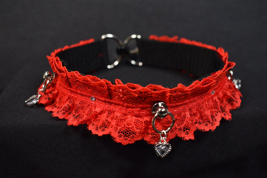 Red Lace Valentine's Kitten Play Choker