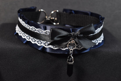 Navy And White Choker