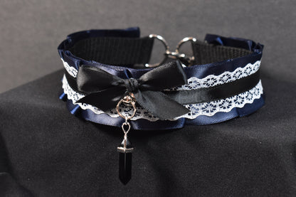 Navy And White Choker