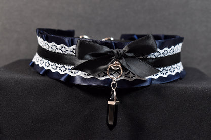 Navy And White Choker