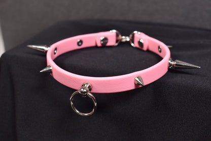 Biothane Pink Spiked Choker