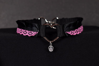 Hot Pink Heart Choker