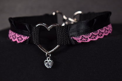 Hot Pink Heart Choker