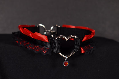 Red Ruffle Heart Choker