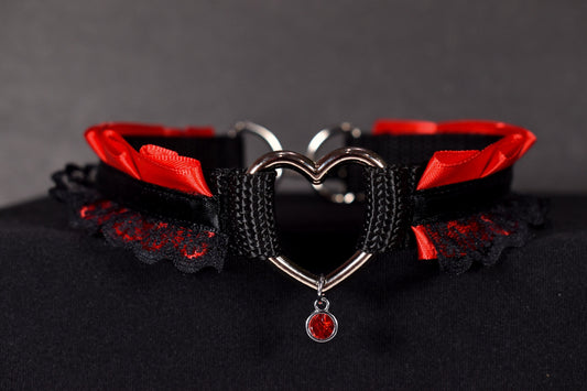 Red Ruffle Heart Choker