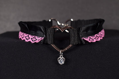 Hot Pink Heart Choker