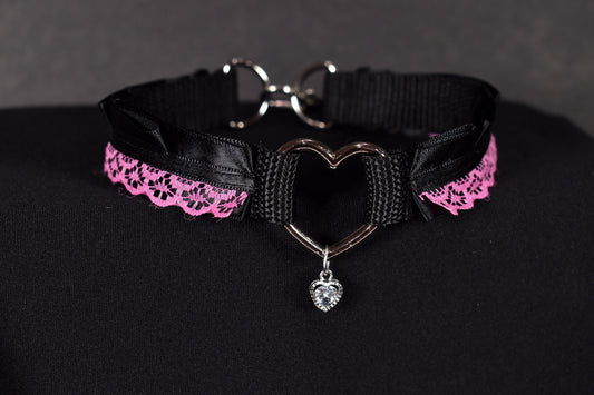 Hot Pink Heart Choker