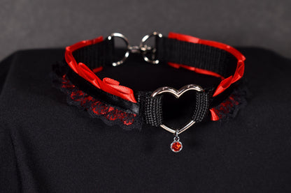 Red Ruffle Heart Choker