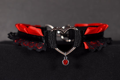 Red Ruffle Heart Choker