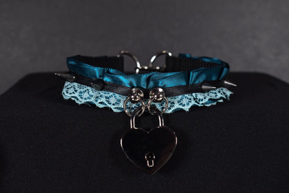 Lock And Spikes Blue Choker