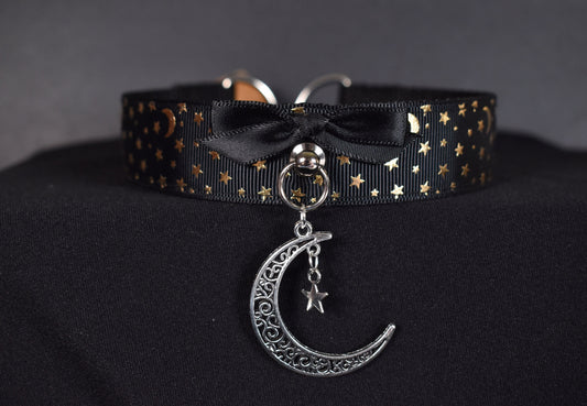 Black And Golden Moon Choker