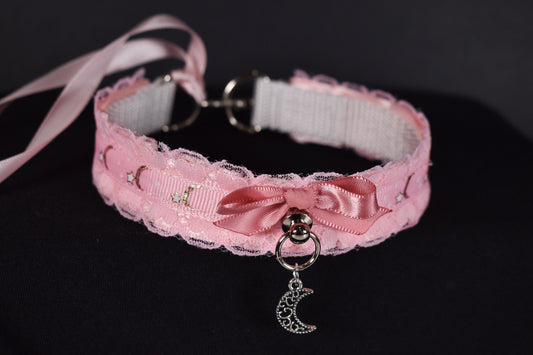 Pink Sky And Hearts Choker