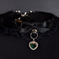 Black + Emerald Heart Choker