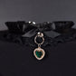 Black + Emerald Heart Choker